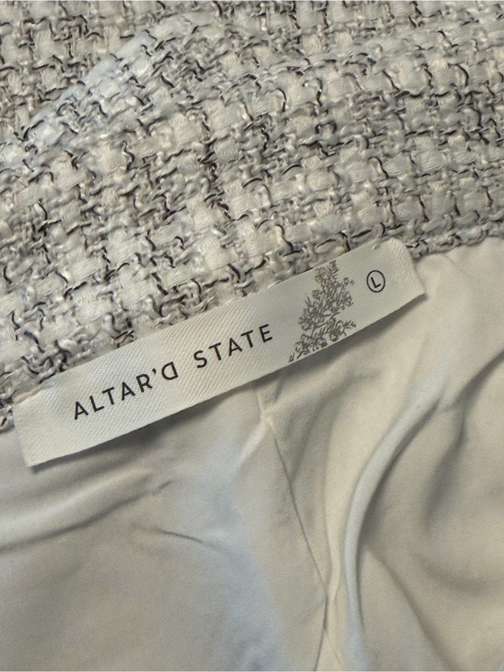 Altar'd State Cream & Light Gray Tweed Blazer